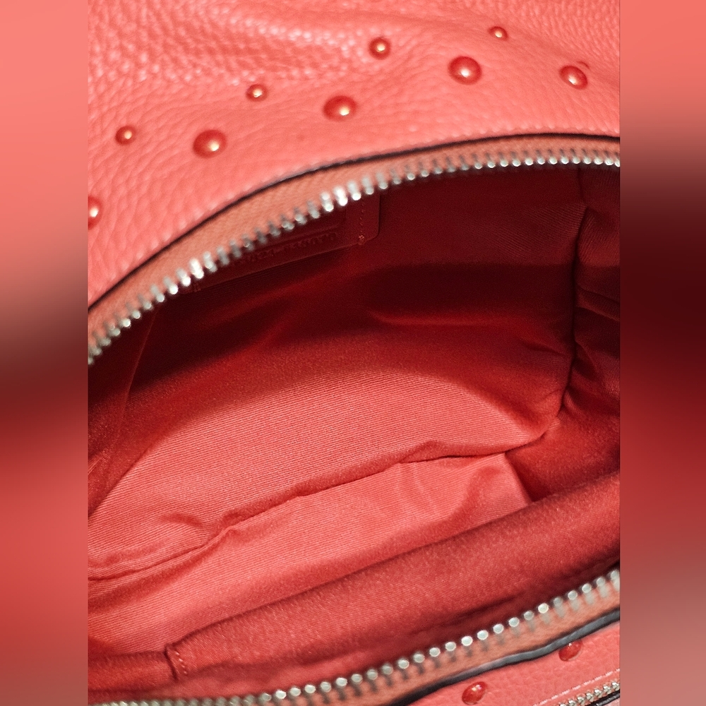 Coach Charlie Mini Coral Leather Backpack & Matching Wallet Studs F45070 Silver - Picture 8 of 14